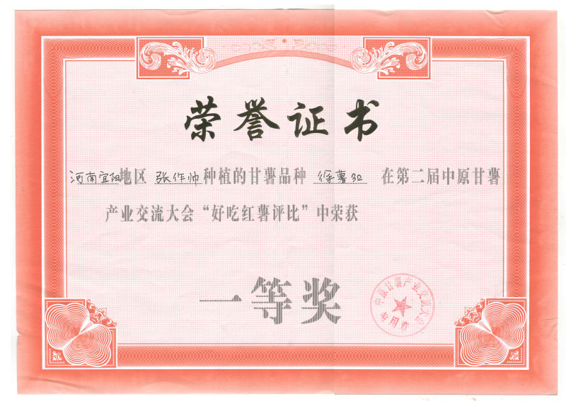 好吃红薯一等奖